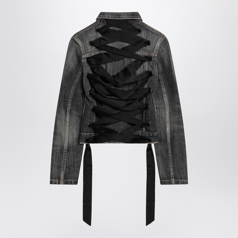 Balenciaga Dark grey denim jacket with laces
