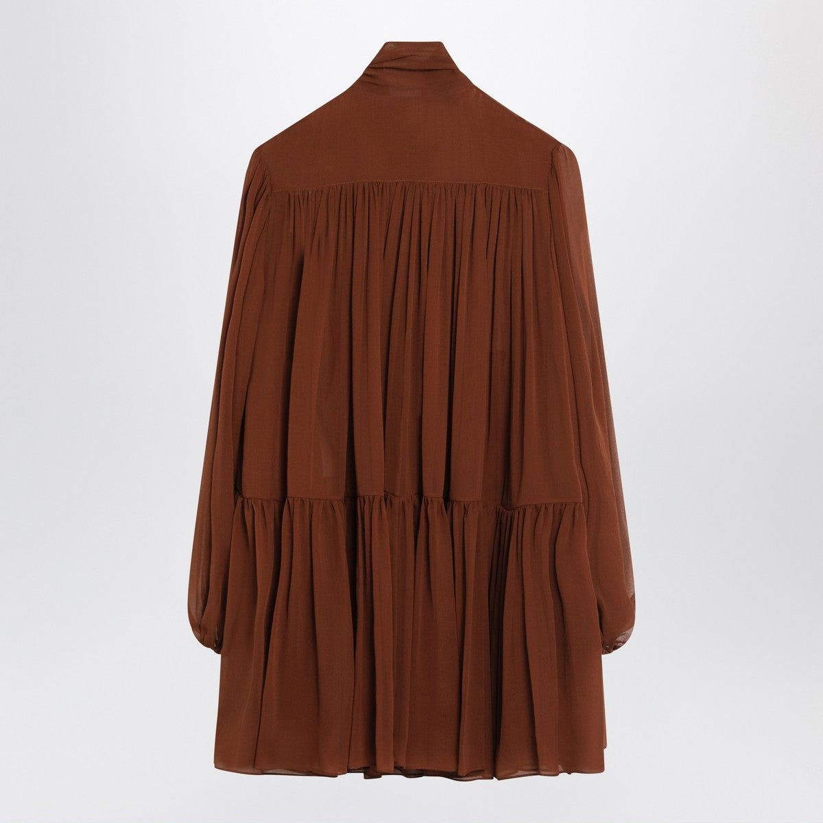 Saint Laurent Rust-colored lavallière silk dress