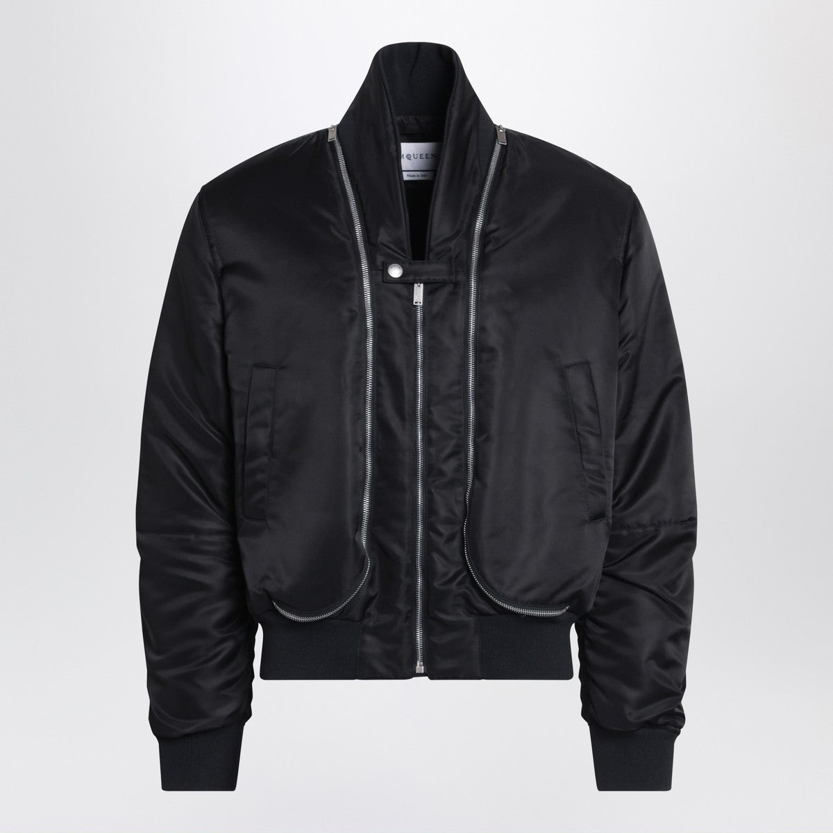 Alexander McQueen Black nylon zip bomber