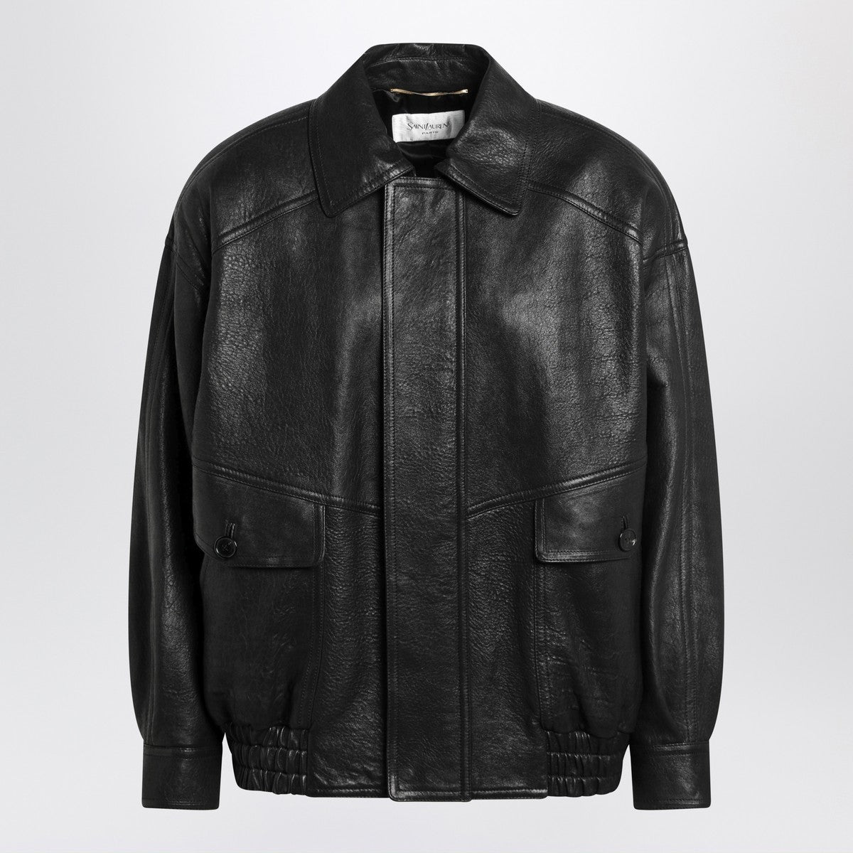 Saint Laurent Black balloon bomber jacket in lambskin