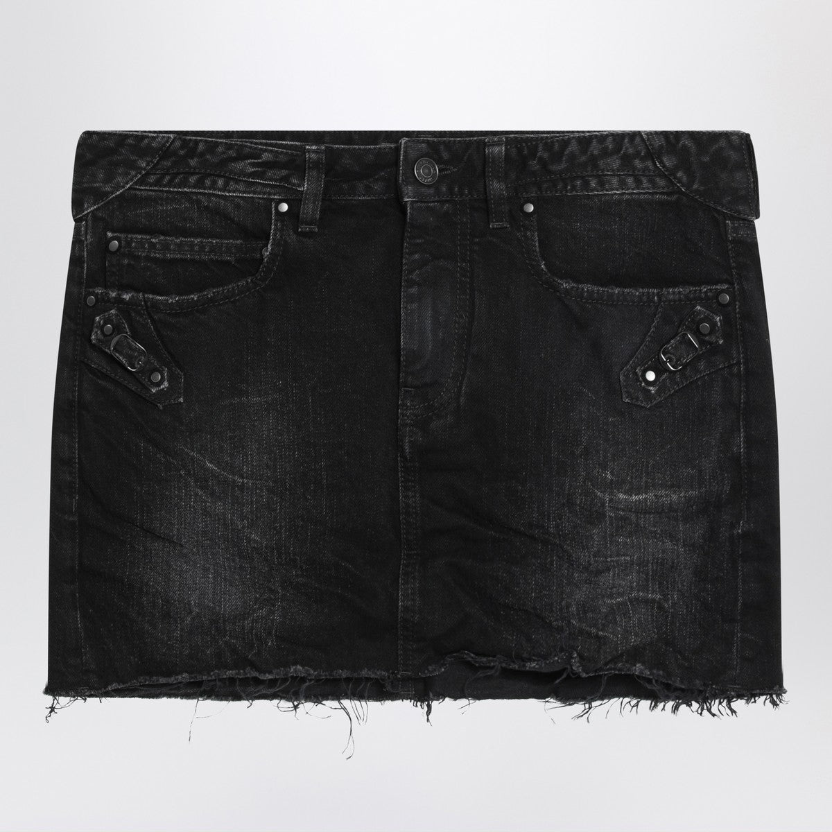 Balenciaga Washed black City mini denim skirt
