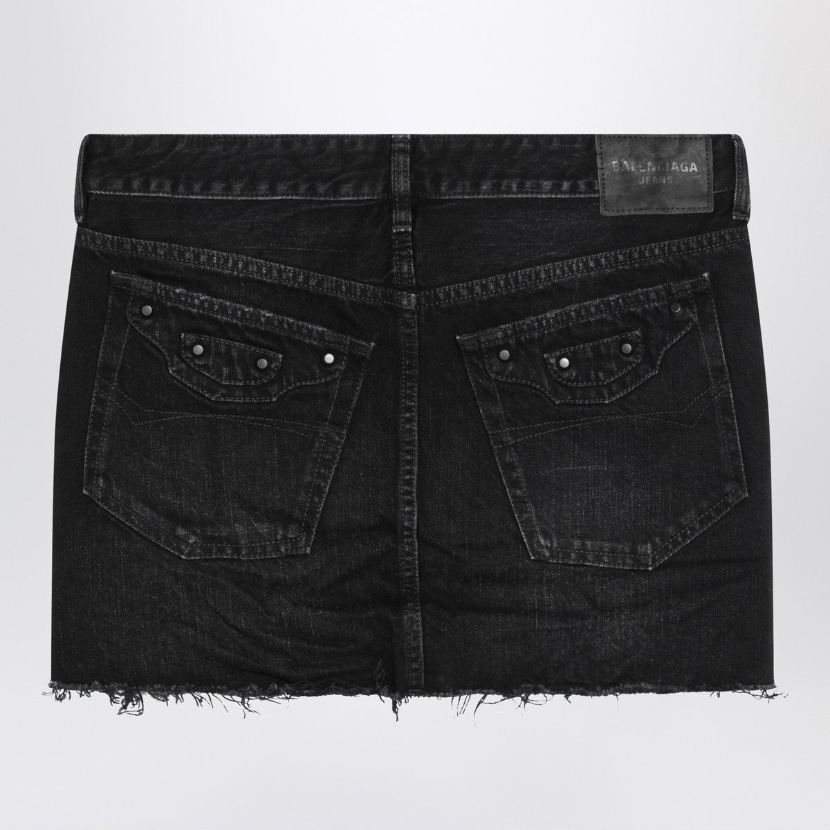 Balenciaga Washed black City mini denim skirt