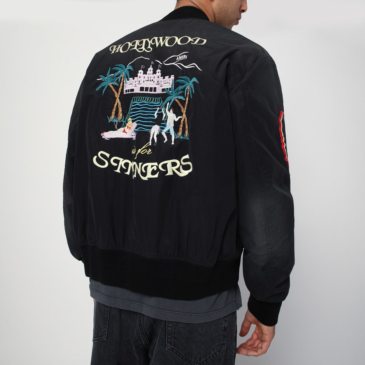 AMIRI Black cotton and nylon bomber jacket