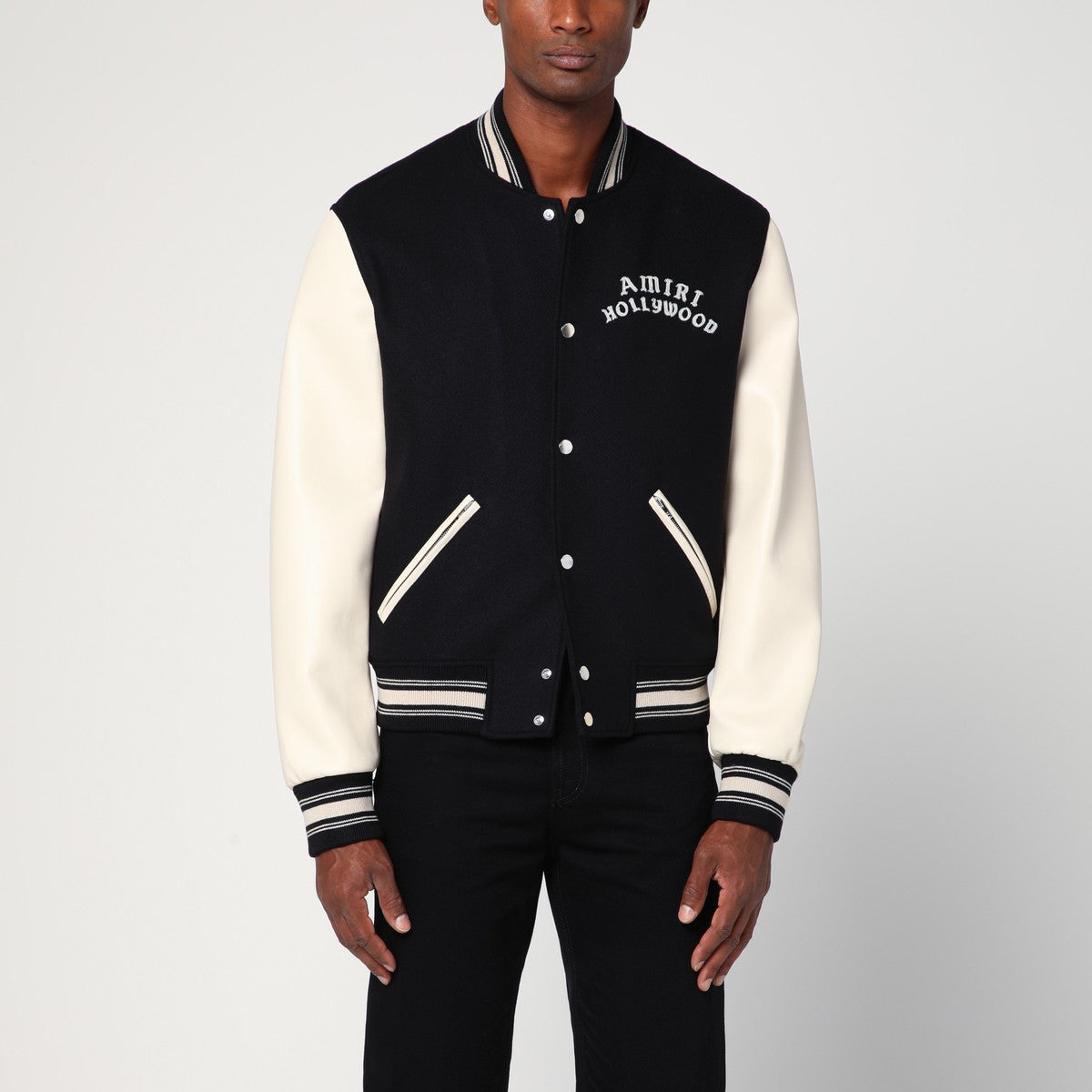 AMIRI Black/ivory wool blend bomber jacket