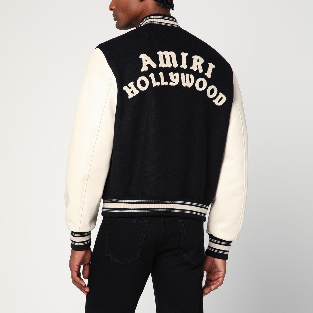 AMIRI Black/ivory wool blend bomber jacket
