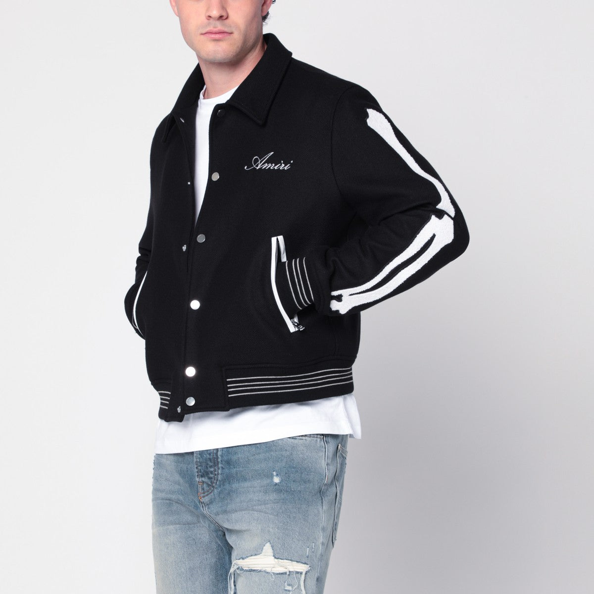 AMIRI Black wool blend jacket with logo