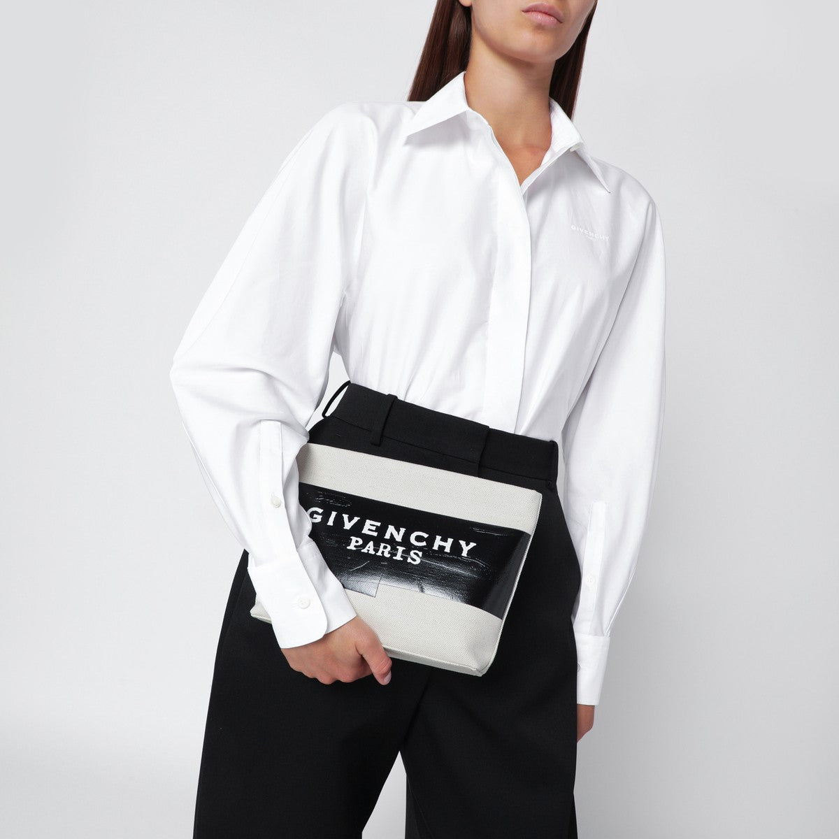 Givenchy Beige fabric logo tape pouch