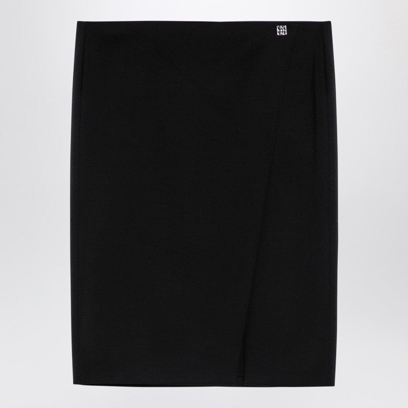 Givenchy Black wool skirt with metal button 4G