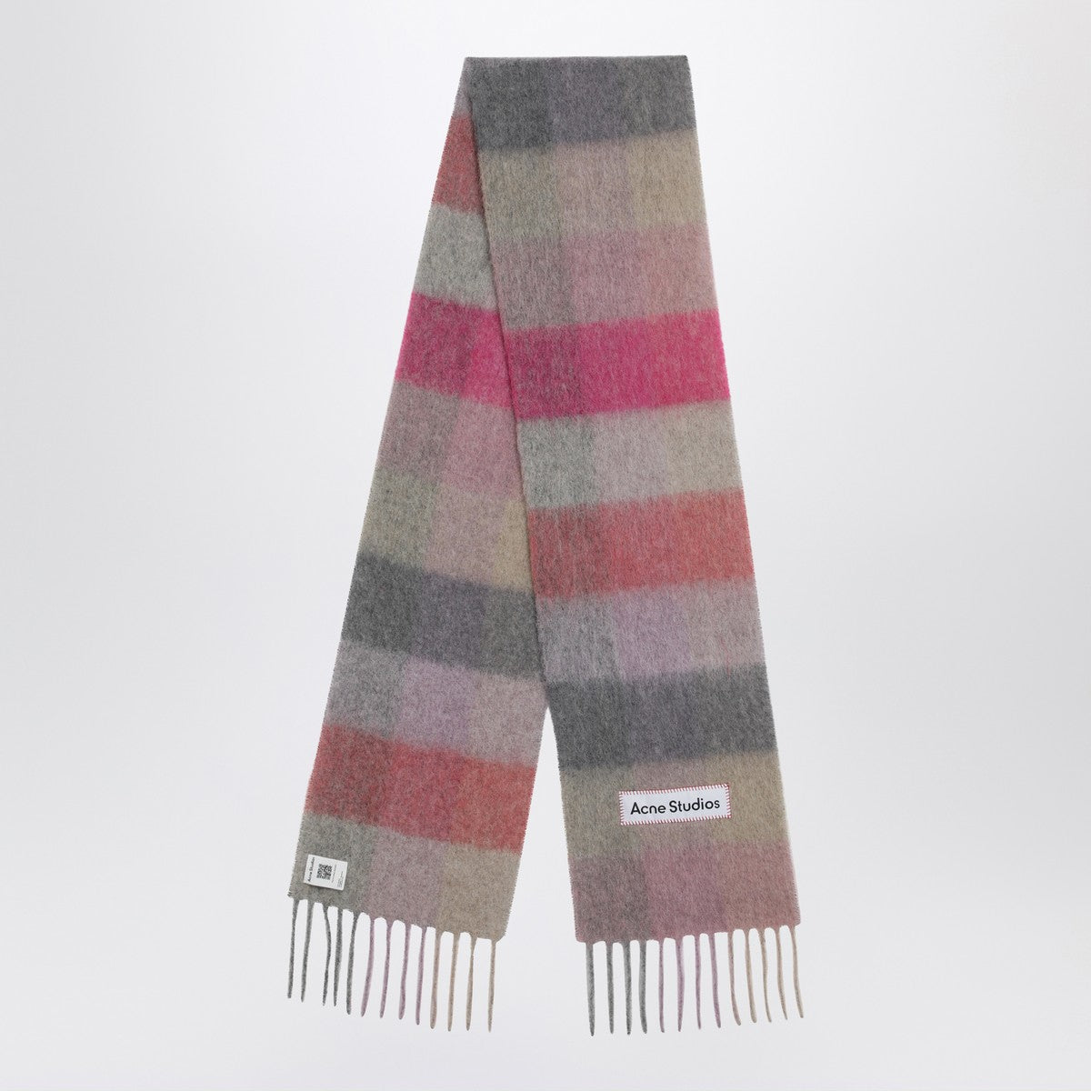 Acne Studios Fuchsia/lilac/pink mohair checked scarf