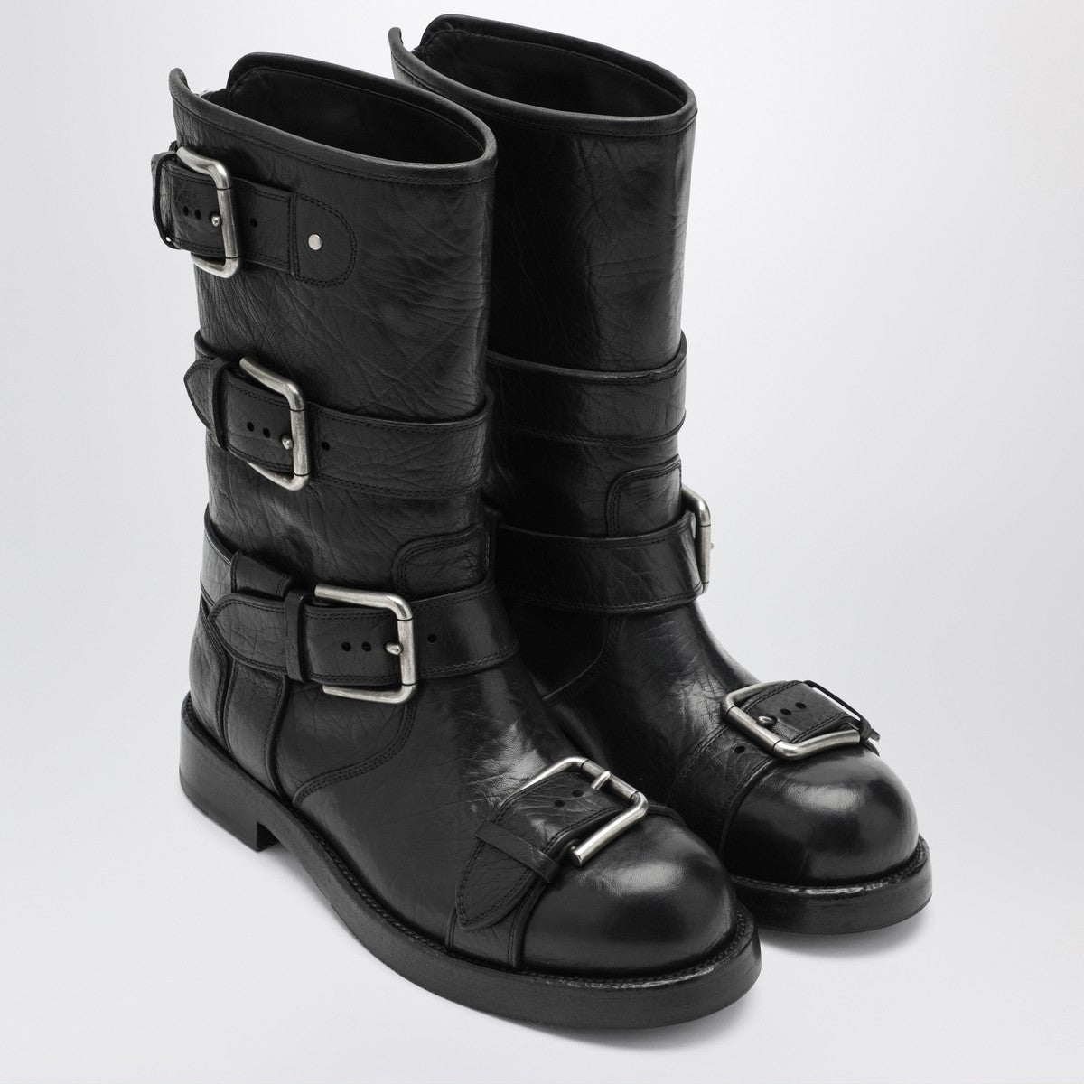 Dolce & Gabbana Dolce&Gabbana Black leather boots with straps