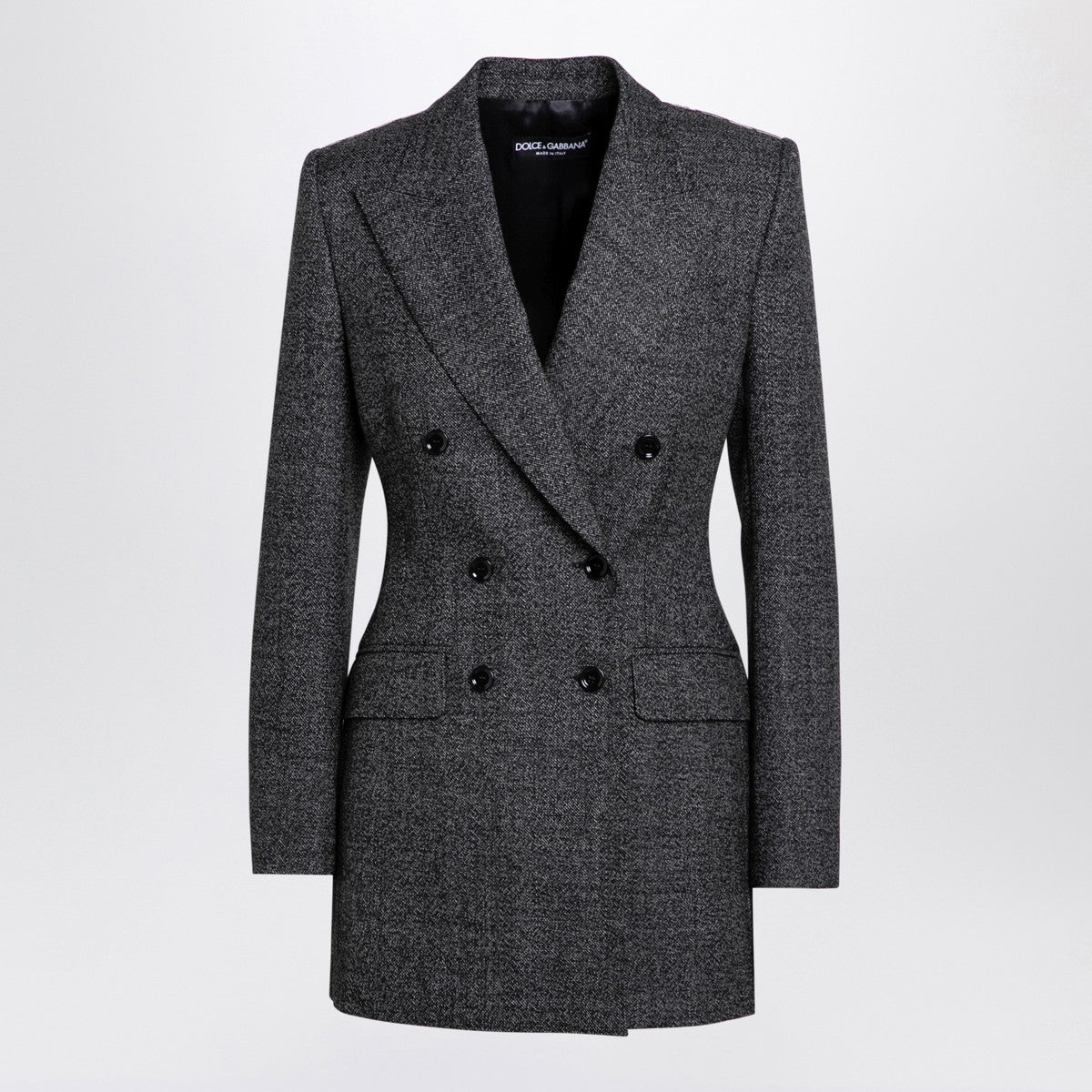 Dolce & Gabbana Dolce&Gabbana Anthracite grey tweed double-breasted jacket