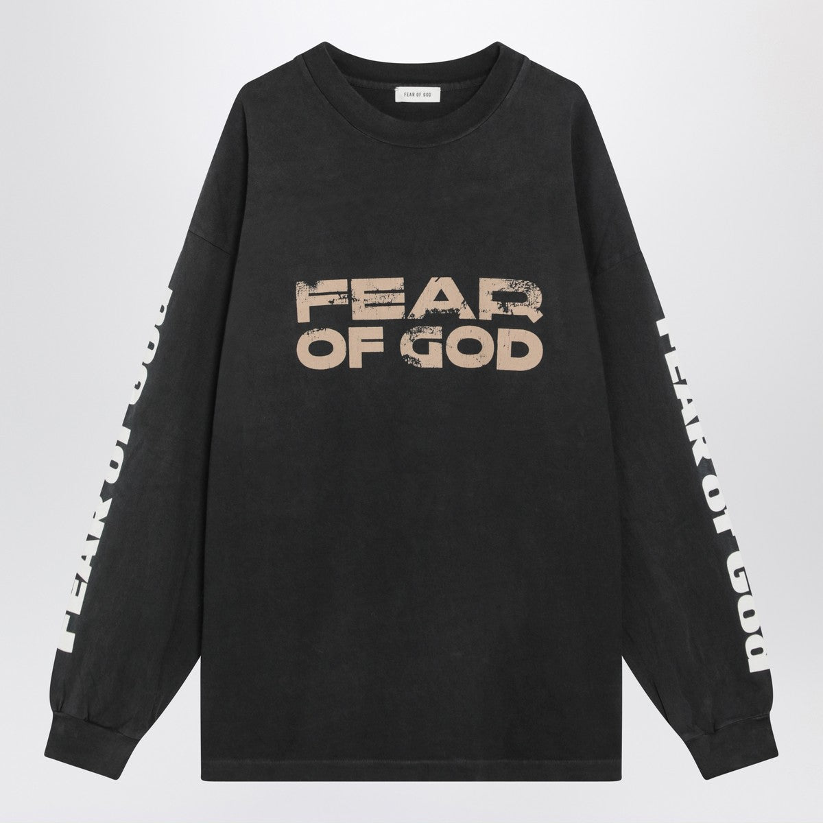 Fear of God Black washed-effect sweater with logo prints