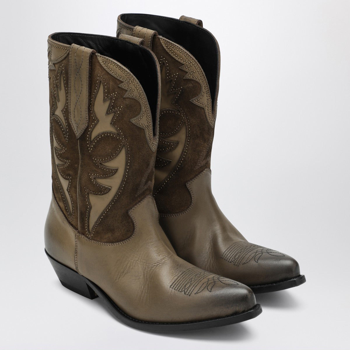 Golden Goose Wish Star boots in khaki leather and suede