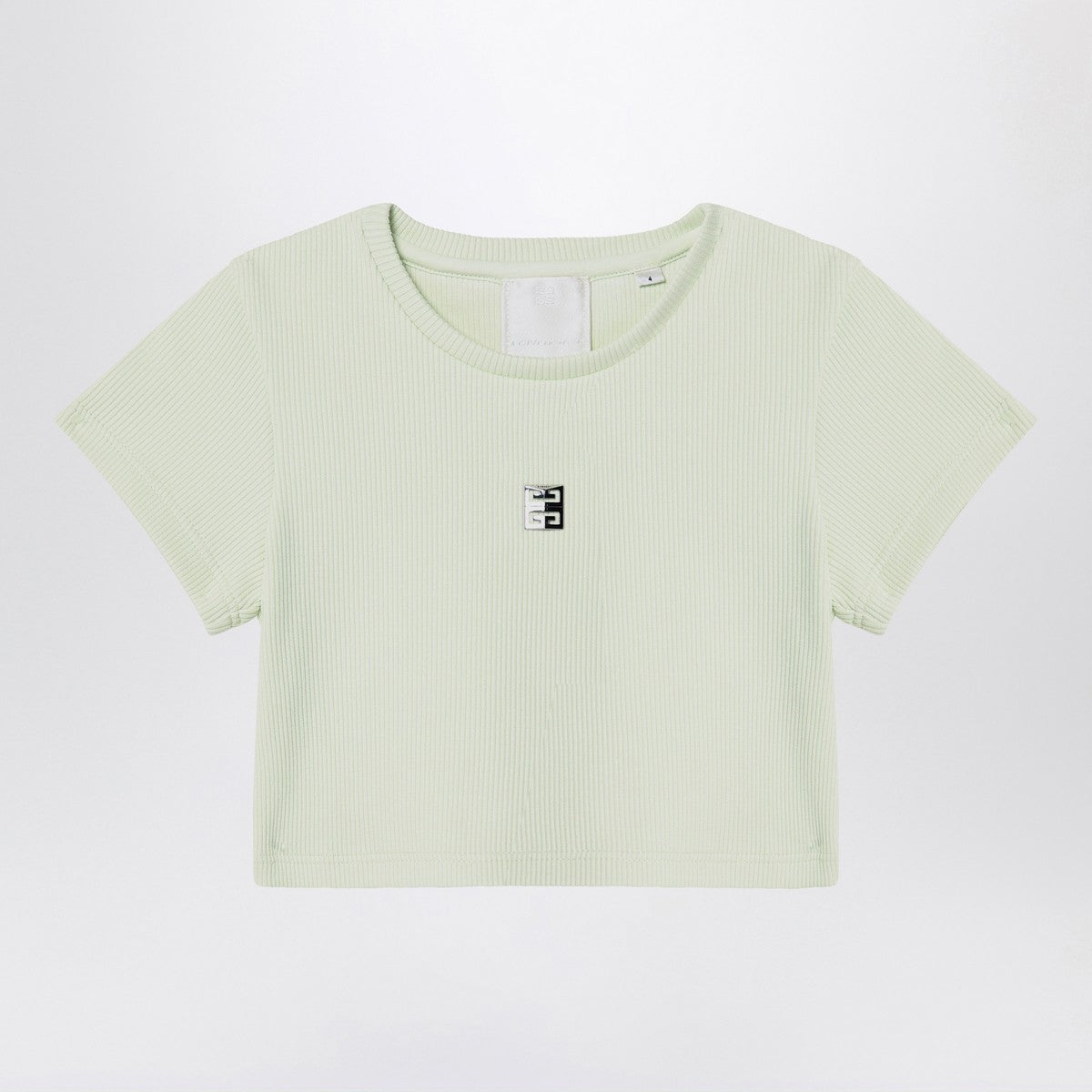 Givenchy Light green ribbed cropped T-shirt