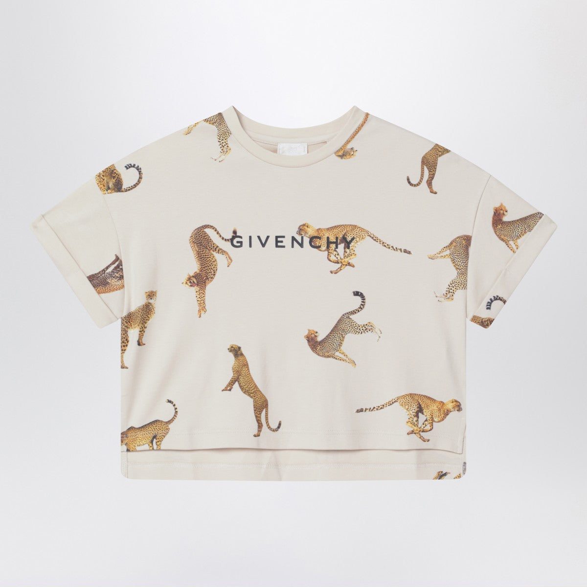 Givenchy Cream crop T-shirt with leopards
