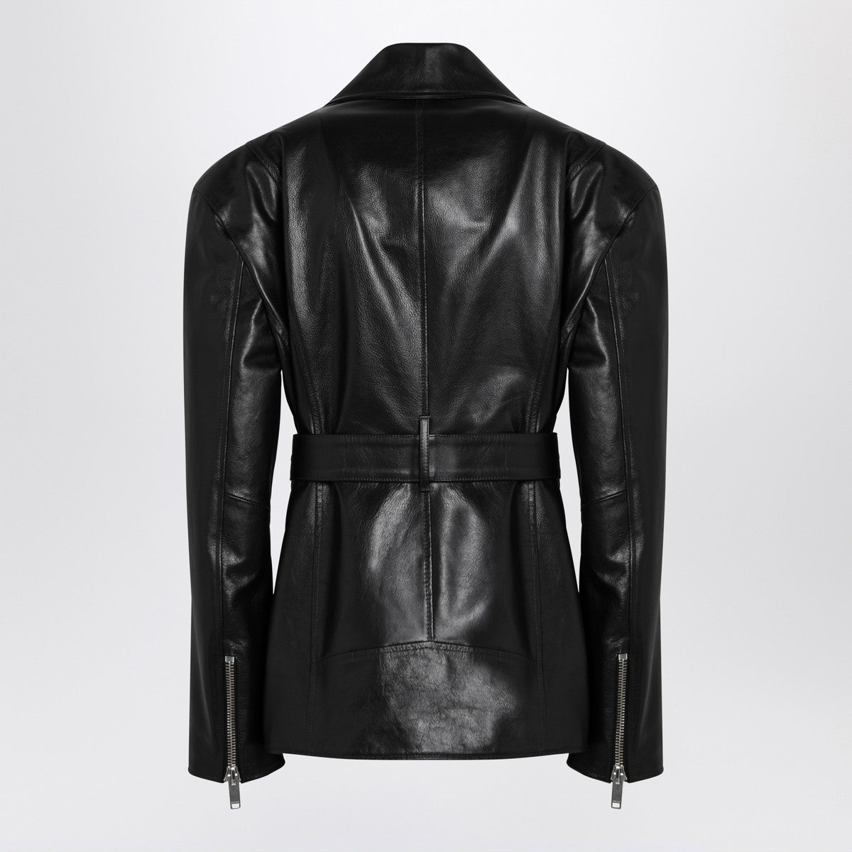 HALFBOY Black belted leather jacket