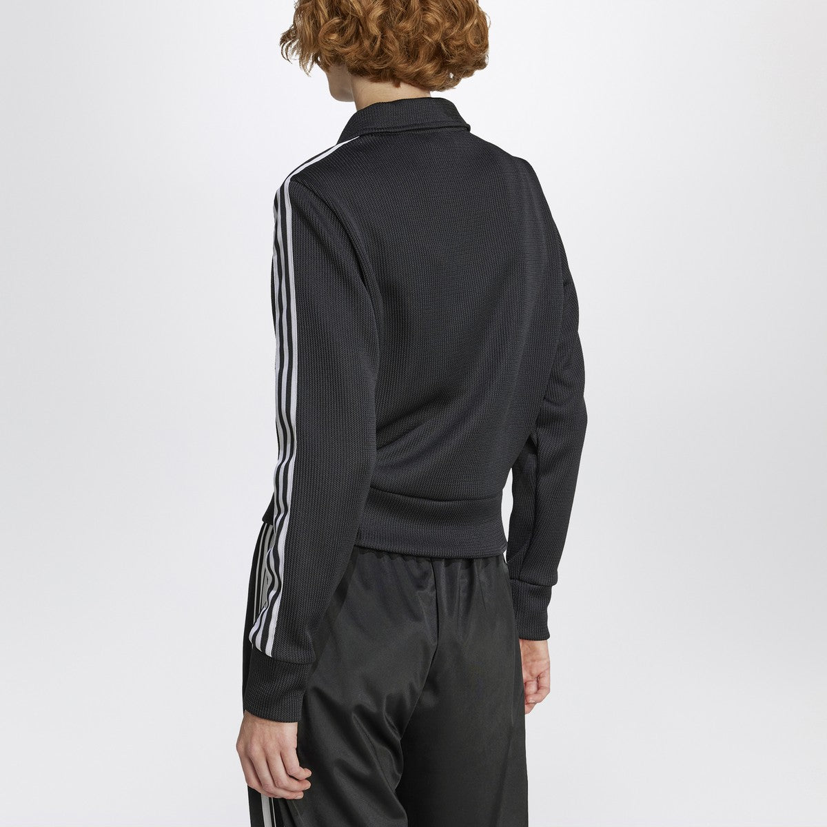 adidas Originals Black zip-up sweatshirt with white stripes