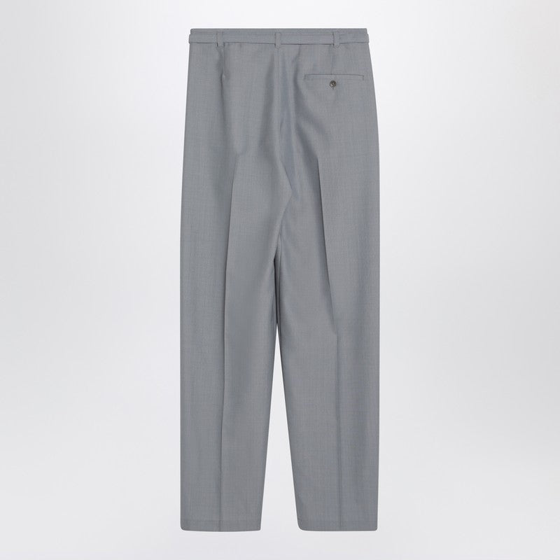 LEMAIRE Grey mélange trousers with belt