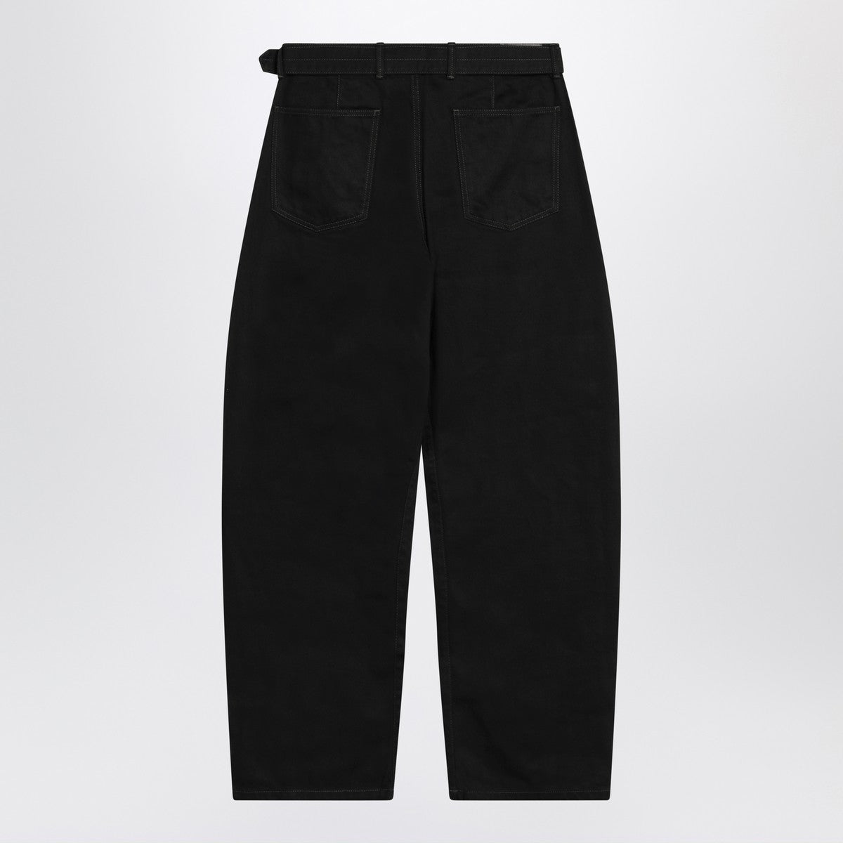 LEMAIRE Black cotton trousers with belt
