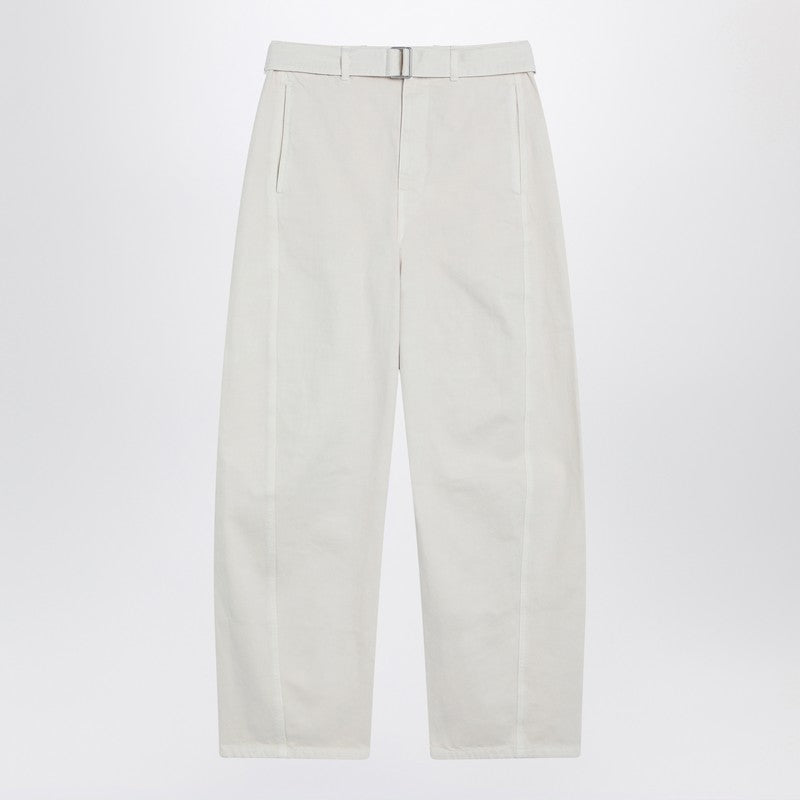 LEMAIRE Cream trousers with belt