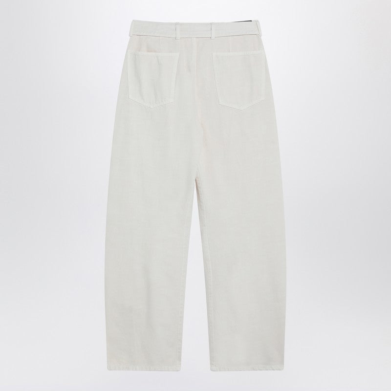 LEMAIRE Cream trousers with belt