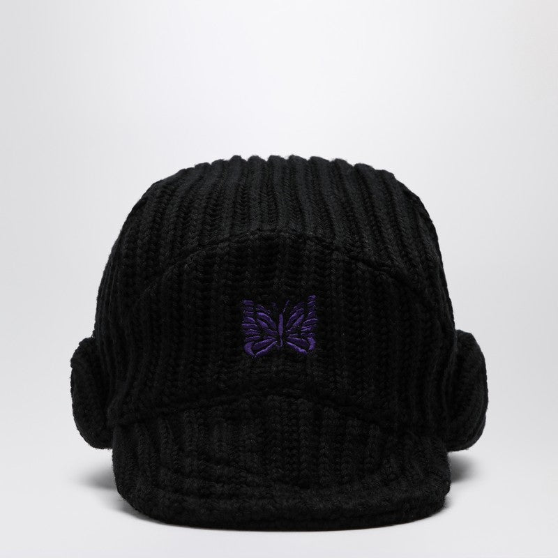 Needles Black wool visor hat