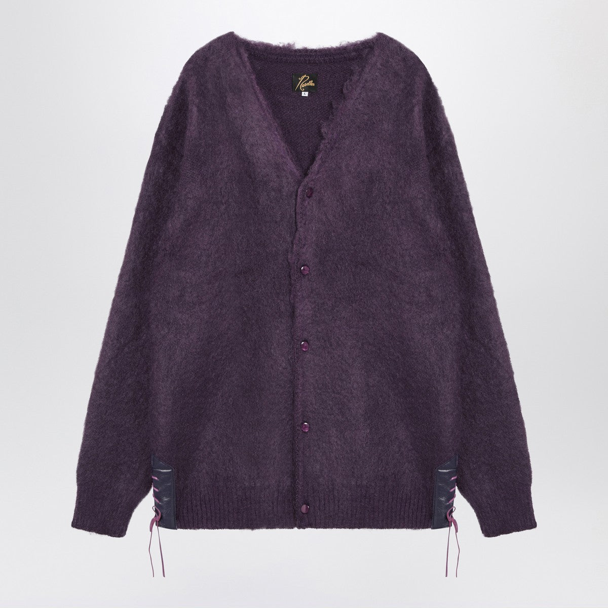 Needles Cardigan viola in misto mohair