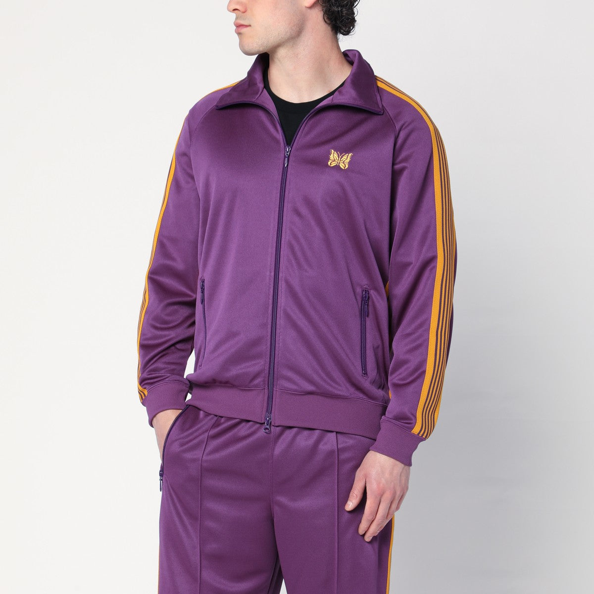Needles Purple/ochre zip sweatshirt