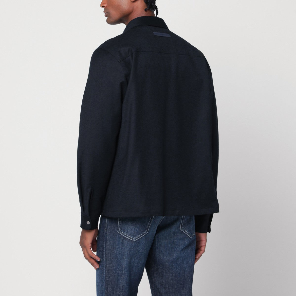 ZEGNA Navy blue wool shirt-jacket