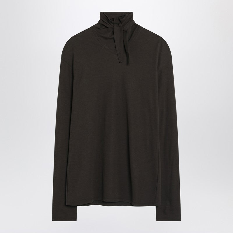 LEMAIRE Brown turtleneck with integrated scarf