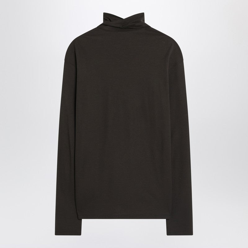 LEMAIRE Brown turtleneck with integrated scarf