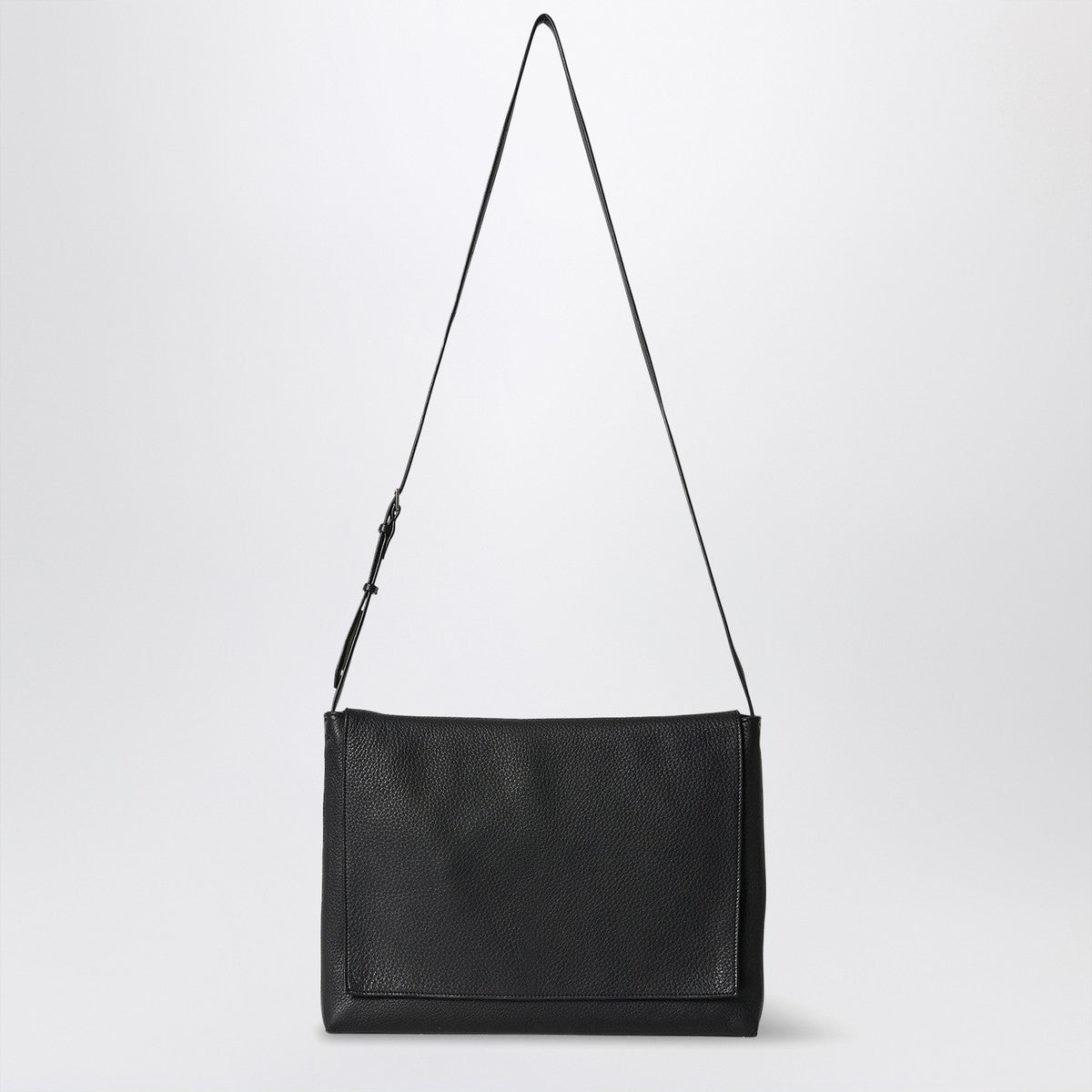 The Row Black leather messenger bag Nan